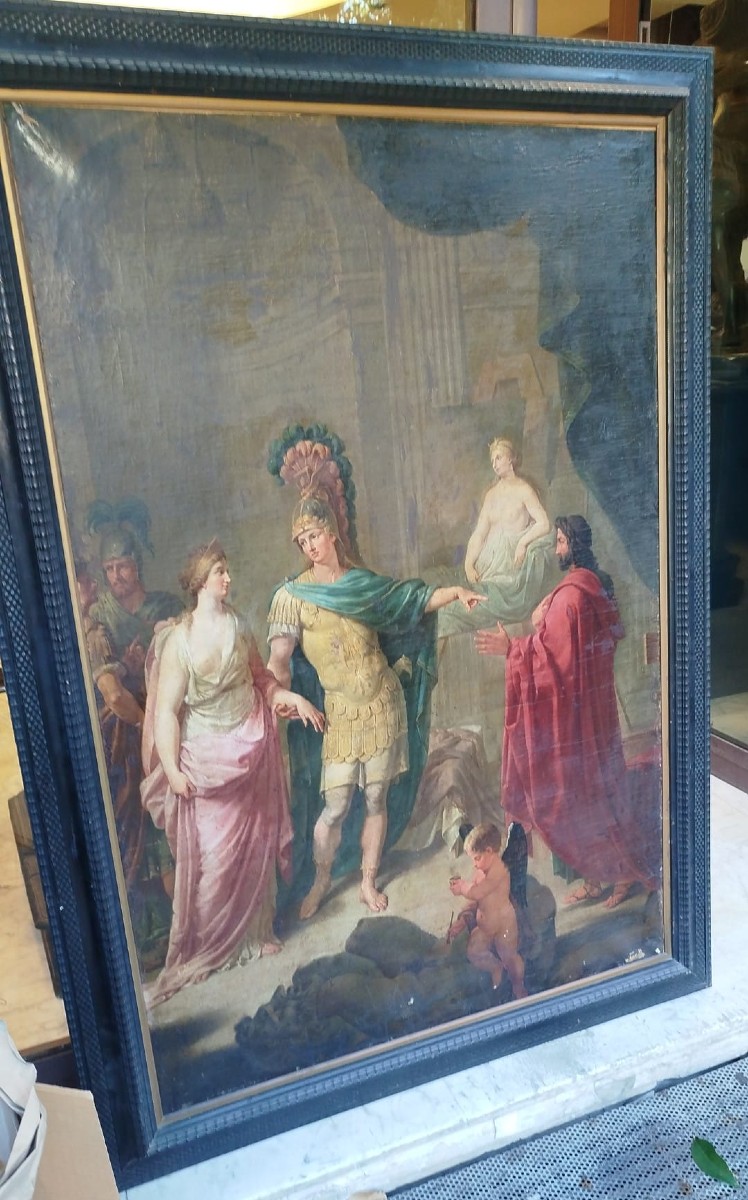 Pittore lombardo del XVIII secolo – Alessandro Magno e Apelle – olio su tela