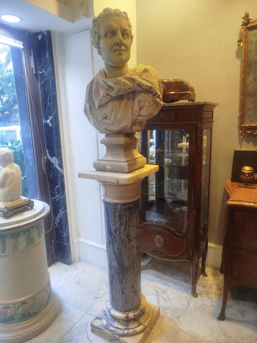 Busto in pietra, XVIII secolo – Altezza 91 cm-photo-4