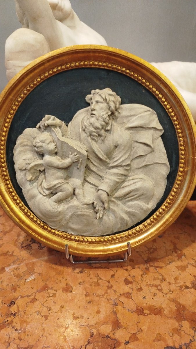 Quattro Evangelisti in scagliola, XVIII secolo – Diametro 26 cm-photo-3