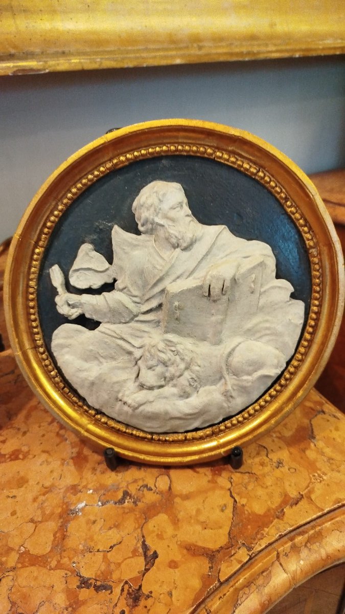 Quattro Evangelisti in scagliola, XVIII secolo – Diametro 26 cm-photo-1