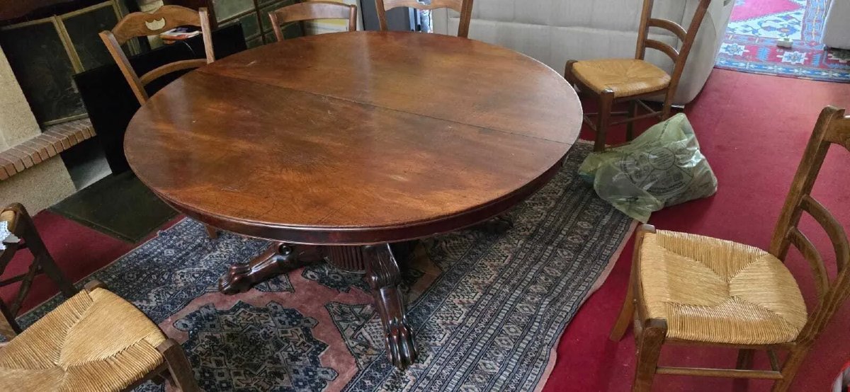 Tavolo da pranzo in mogano, XIX secolo – H 71 cm; L 154 cm; P 136 cm-photo-2