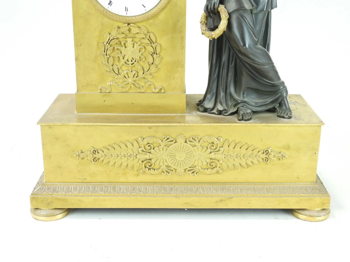 Pendola Impero in bronzo dorato e patinato, firmata L. Ravrio – Parigi, ca. 1815-photo-4
