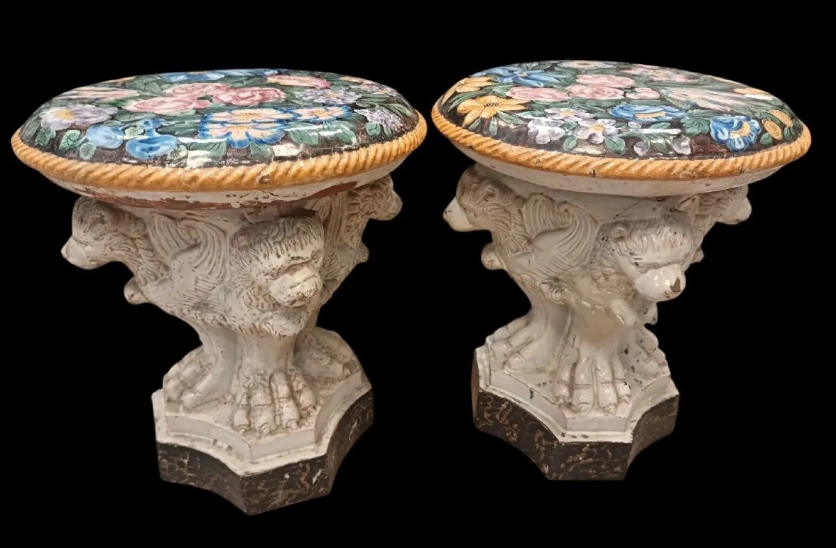 Coppia di colonnine, Napoli, Fabbrica Giustiniani, XIX secolo