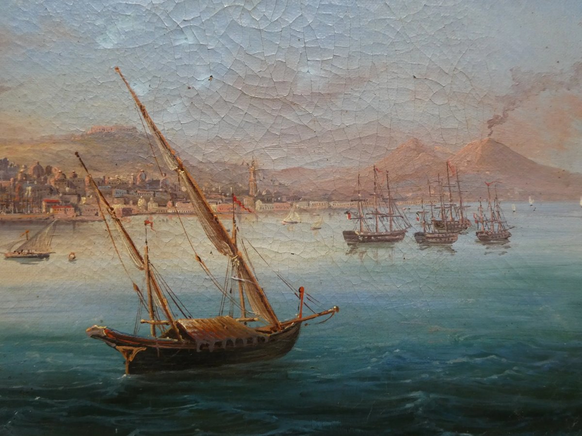 Salvatore Candido (attivo a Napoli nel XIX secolo) “Veduta di Napoli dal mare”-photo-1