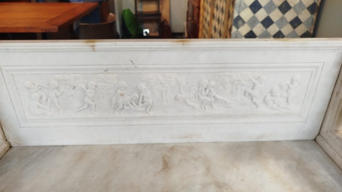 Panca in Marmo Statuario – Toscana, XIX Secolo-photo-3