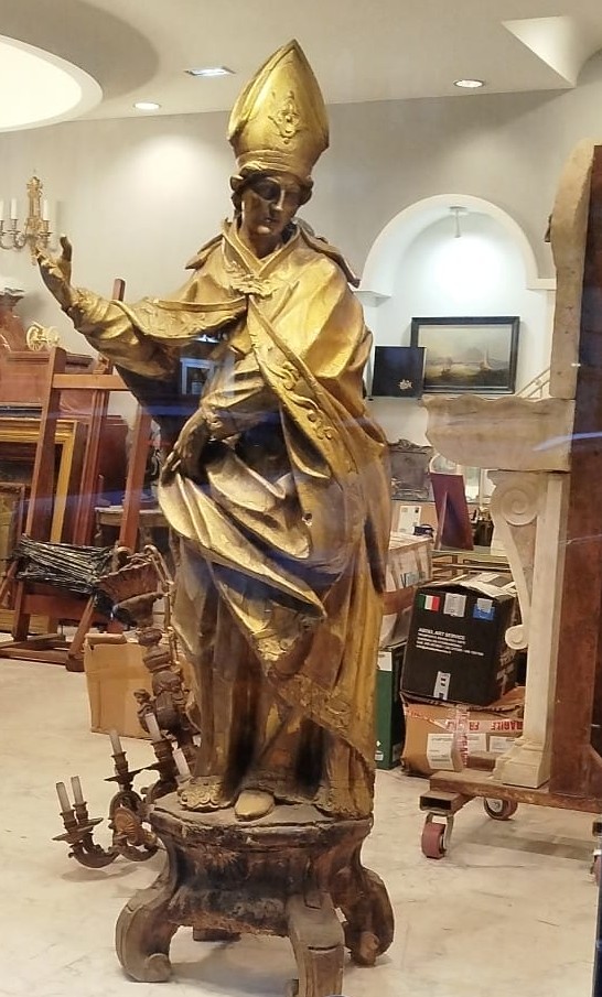 Scultura raffigurante Vescovo in legno dorato – XVII secolo