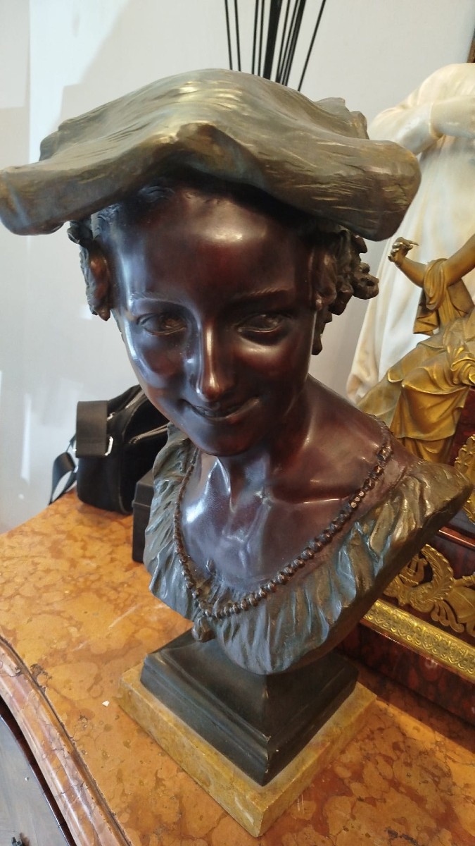 Coppia di statue in bronzo – Popolani su base in marmo, XIX secolo-photo-2