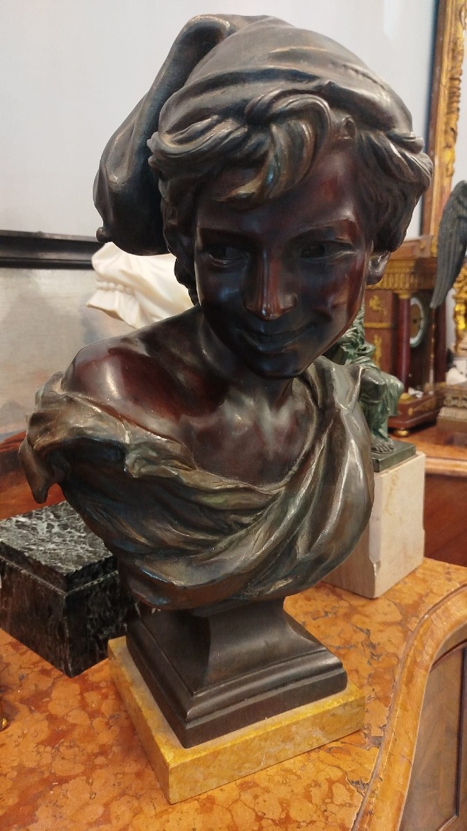 Coppia di statue in bronzo – Popolani su base in marmo, XIX secolo