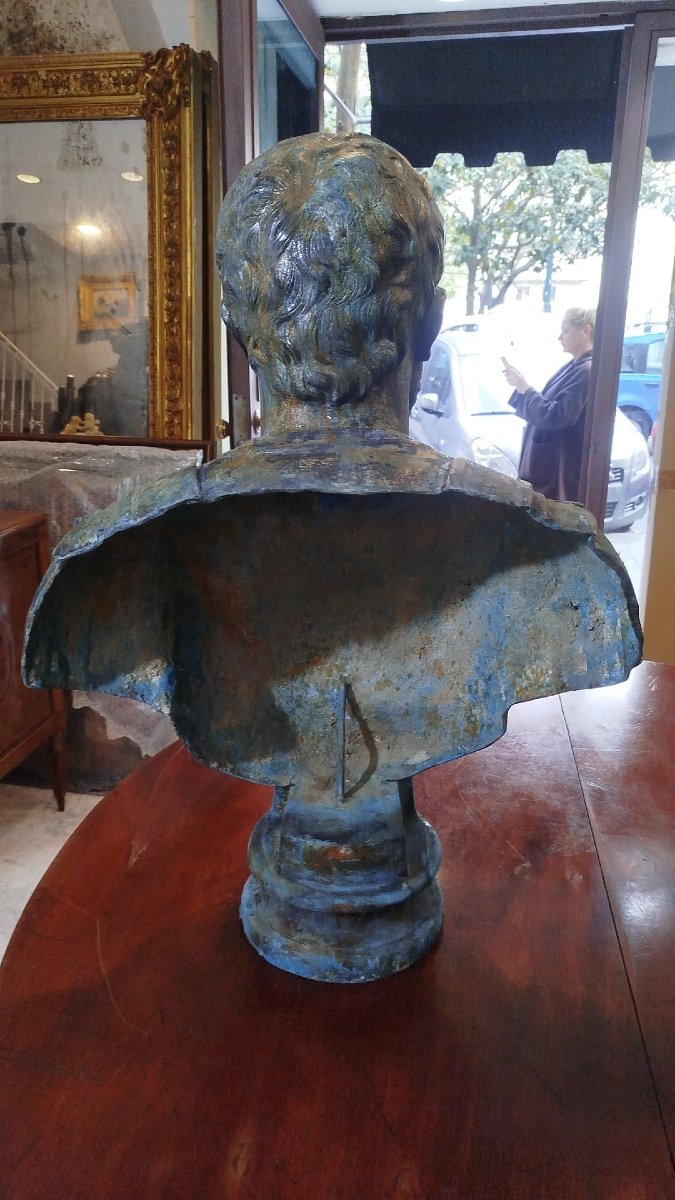 Coppia di busti in bronzo a patina antica-photo-2