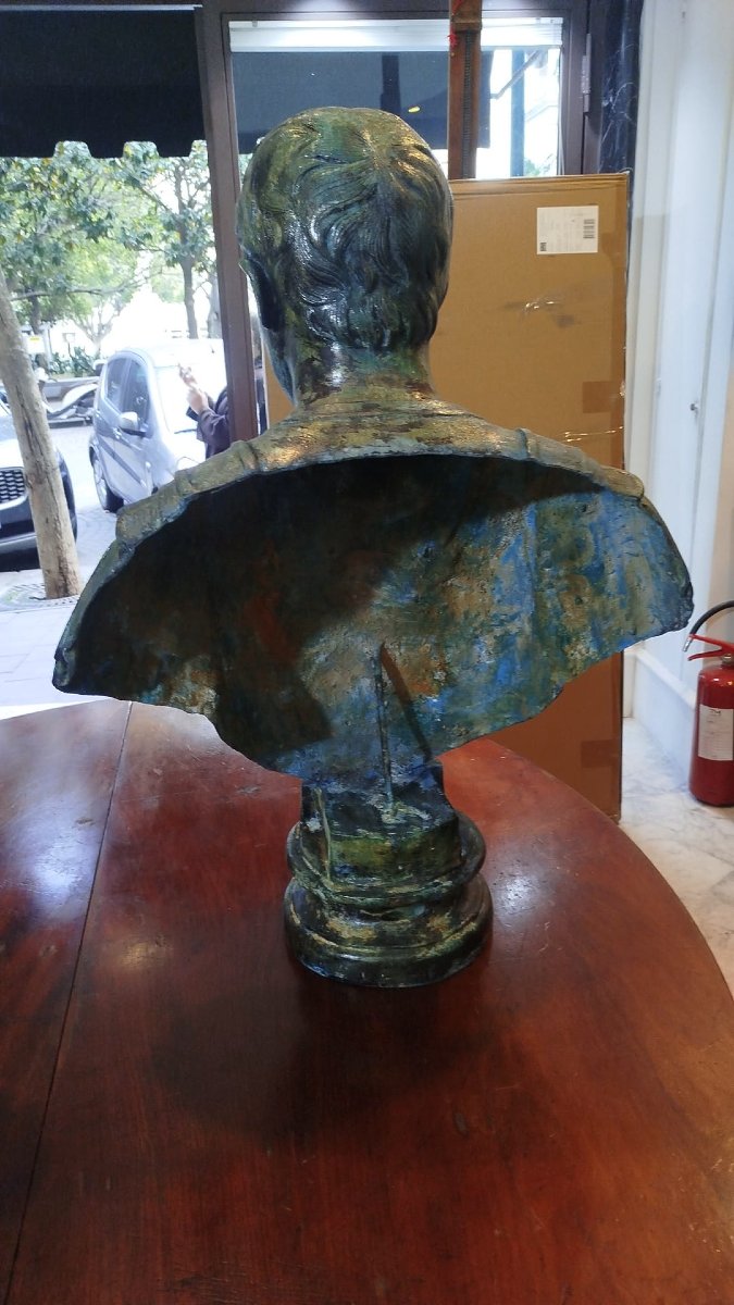 Coppia di busti in bronzo a patina antica-photo-3