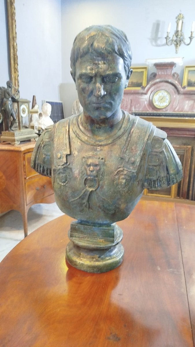 Coppia di busti in bronzo a patina antica-photo-4