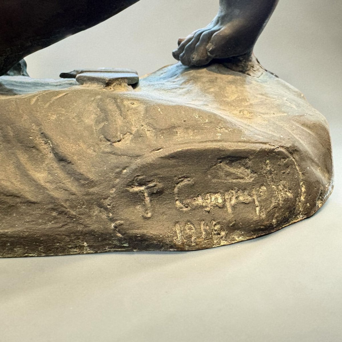 Scultura in bronzo Guerriero firmata Campagnola Napoli-photo-2