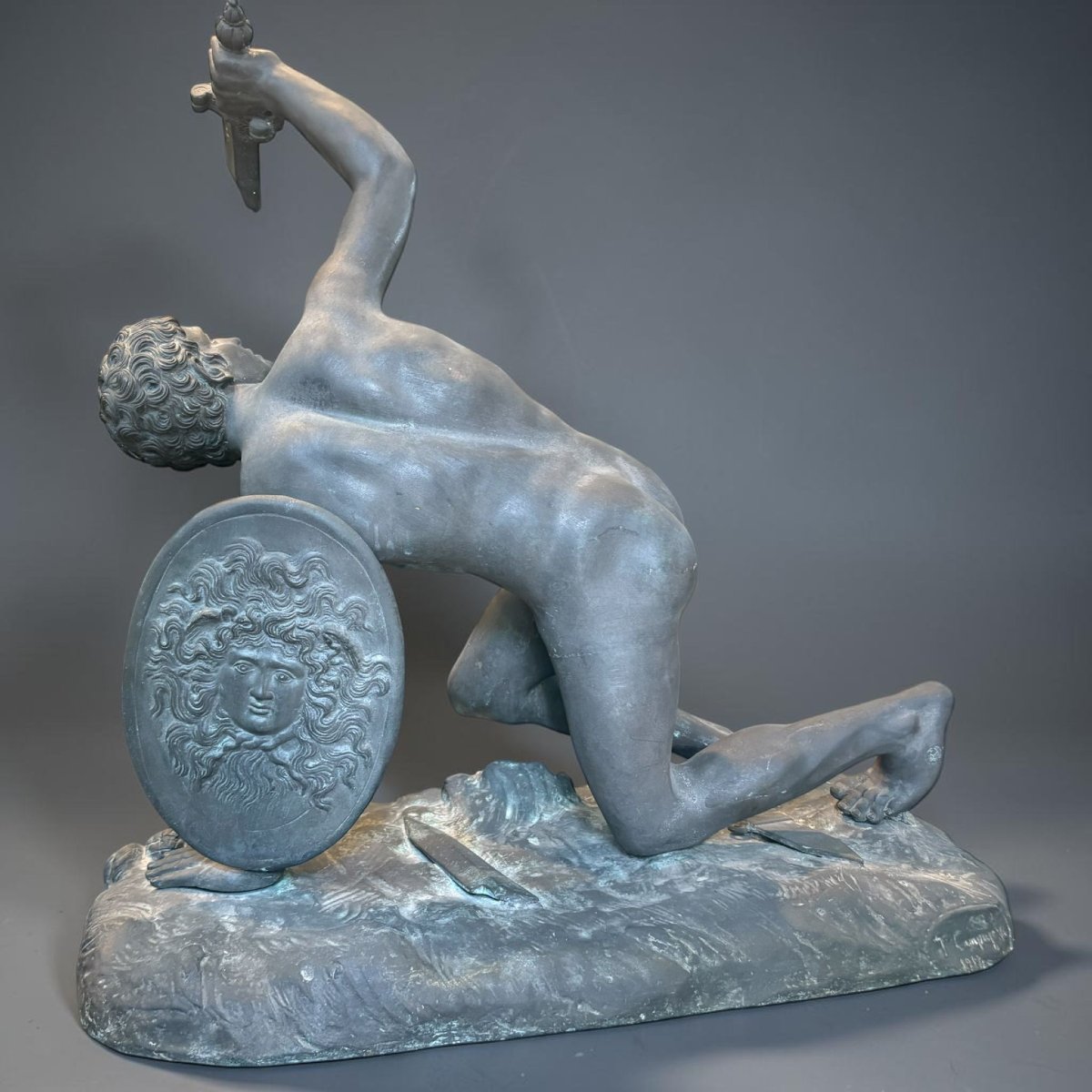 Scultura in bronzo Guerriero firmata Campagnola Napoli-photo-3