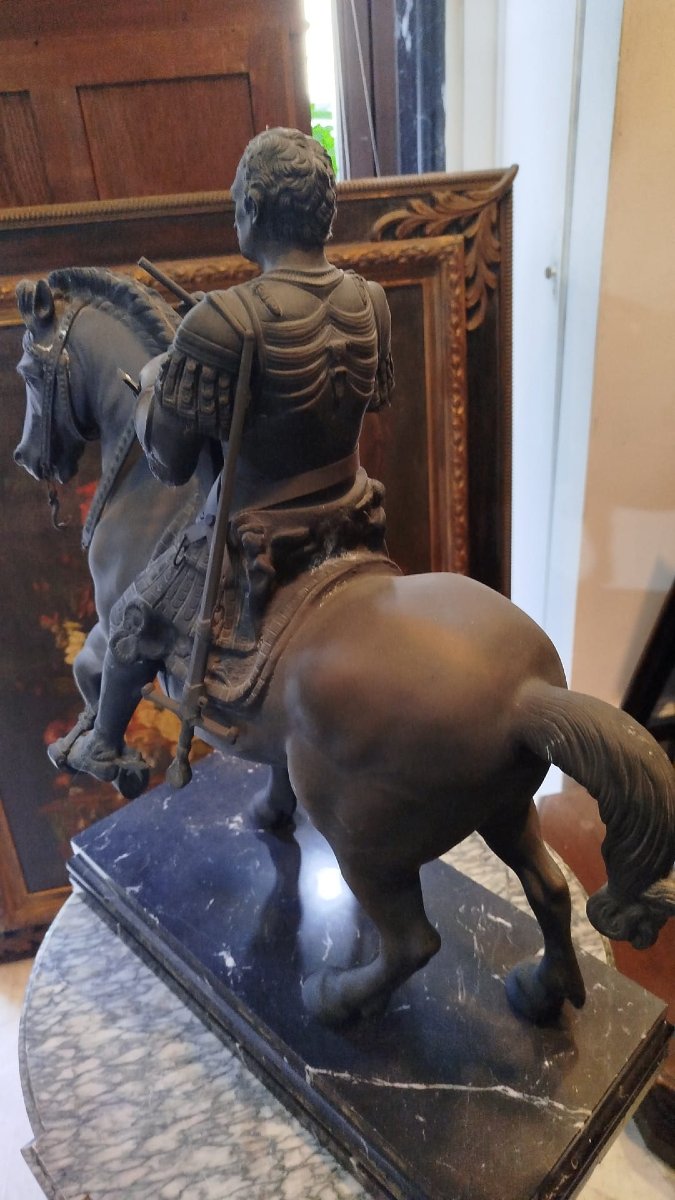 Scultura in bronzo Guerriero a cavallo-photo-3