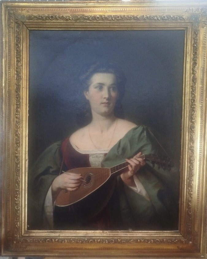 Ritratto di giovane donna con mandolino — XIX secolo