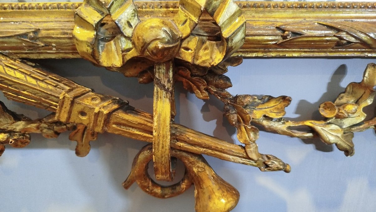 Coppia di specchi Luigi XVI in legno dorato con specchi antichi al mercurio-photo-3