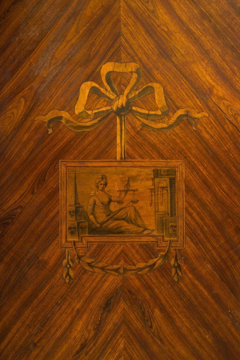 Importante trumeau genovese Luigi XVI intarsiato, XVIII secolo-photo-1
