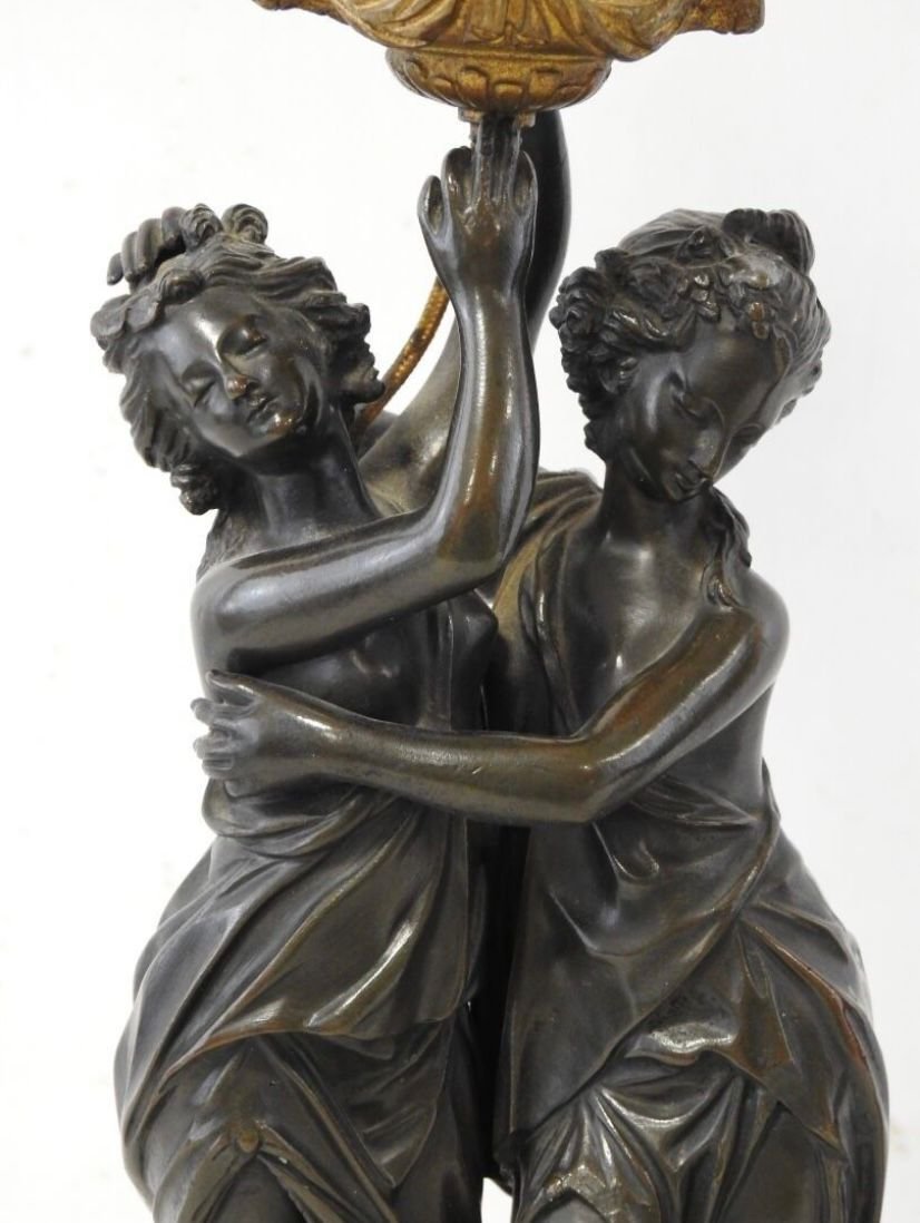 Coppia di lampade in stile Luigi XVI in bronzo dorato e marmo bianco – XIX secolo-photo-4