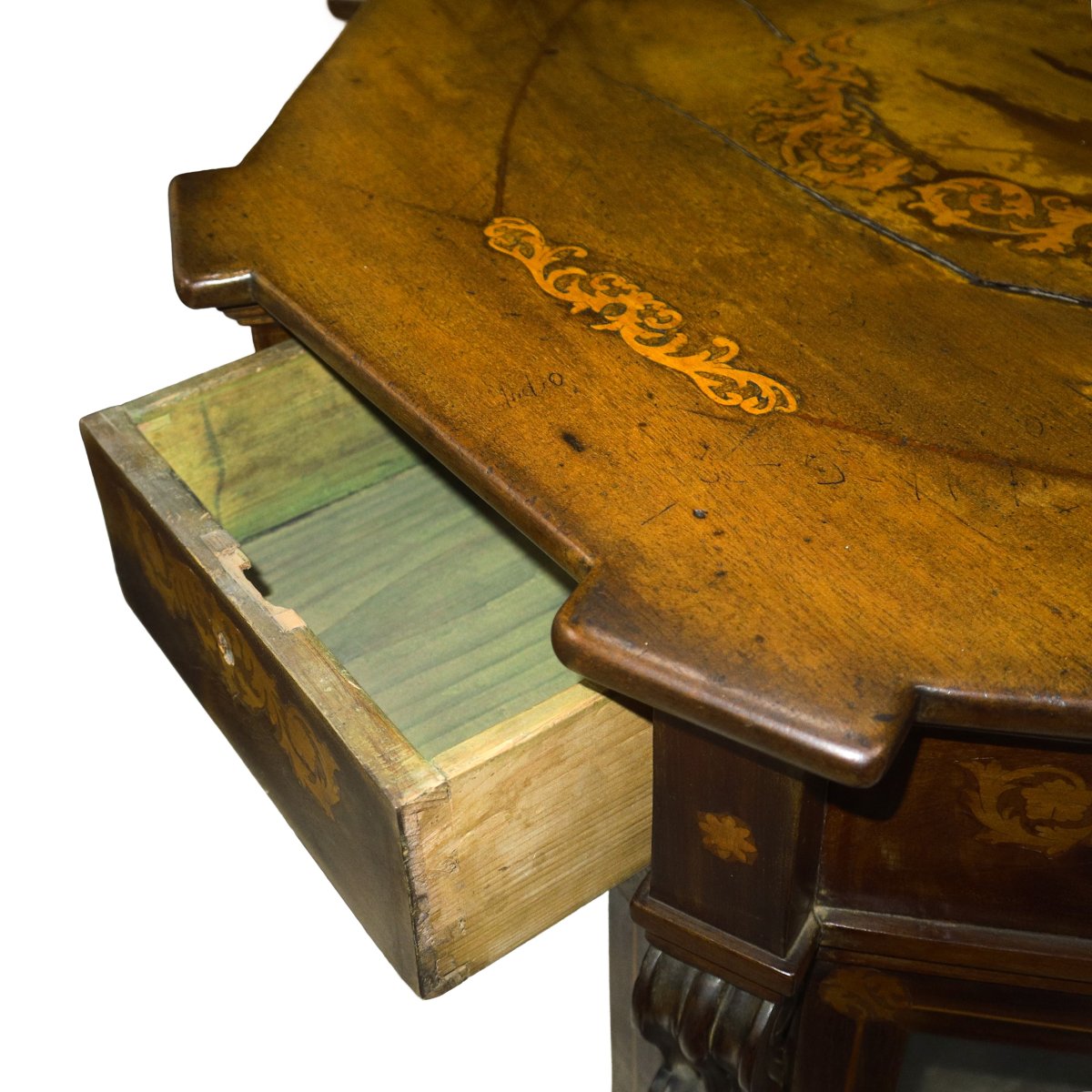Vetrina ottagonale intarsiata, XIX secolo-photo-3