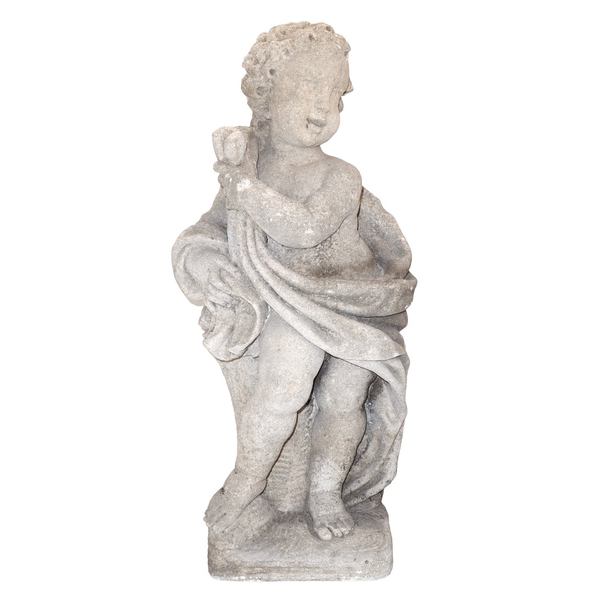 Gruppo di quattro putti in pietra calcarea raffiguranti le Quattro Stagioni, fine XIX secolo-photo-3
