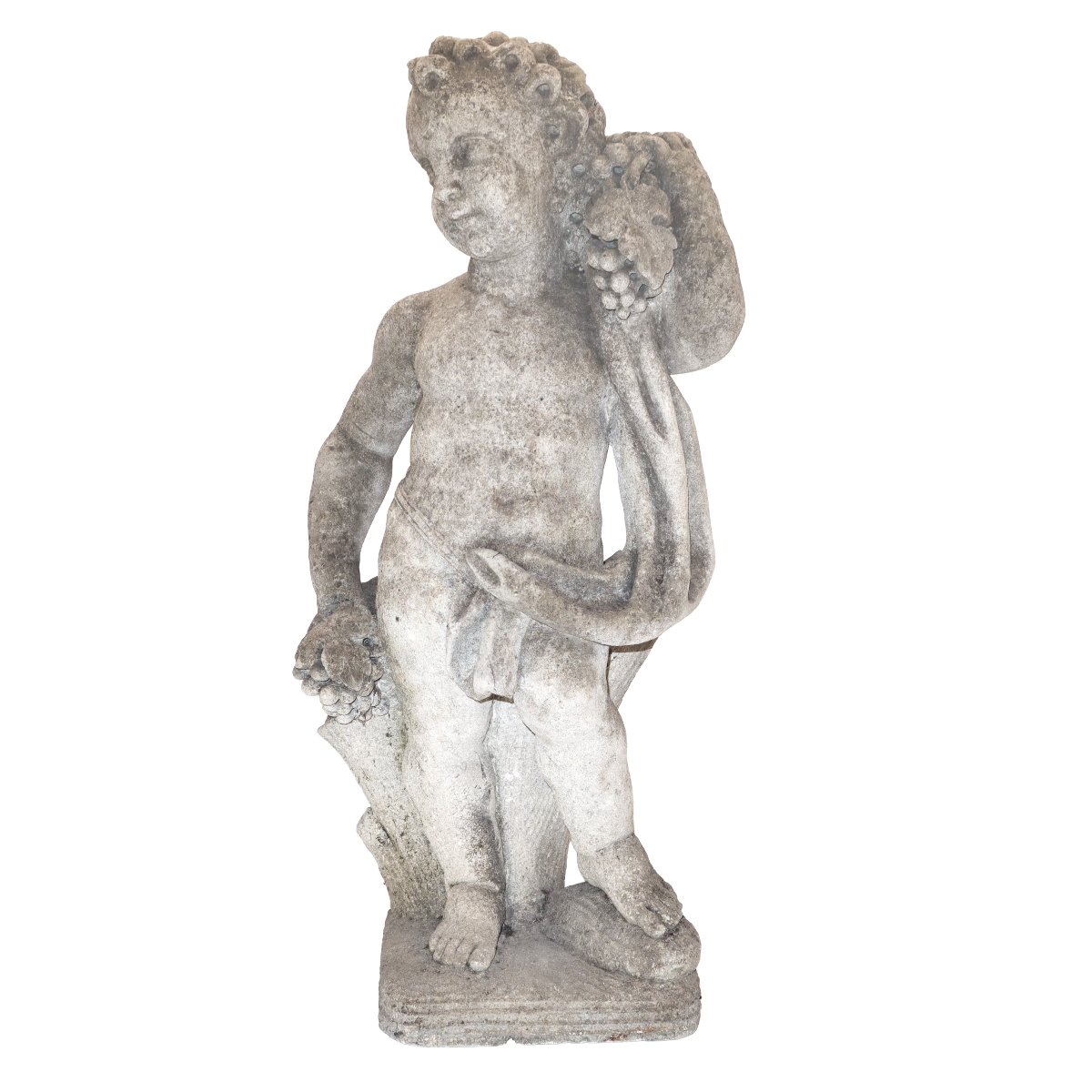 Gruppo di quattro putti in pietra calcarea raffiguranti le Quattro Stagioni, fine XIX secolo-photo-5