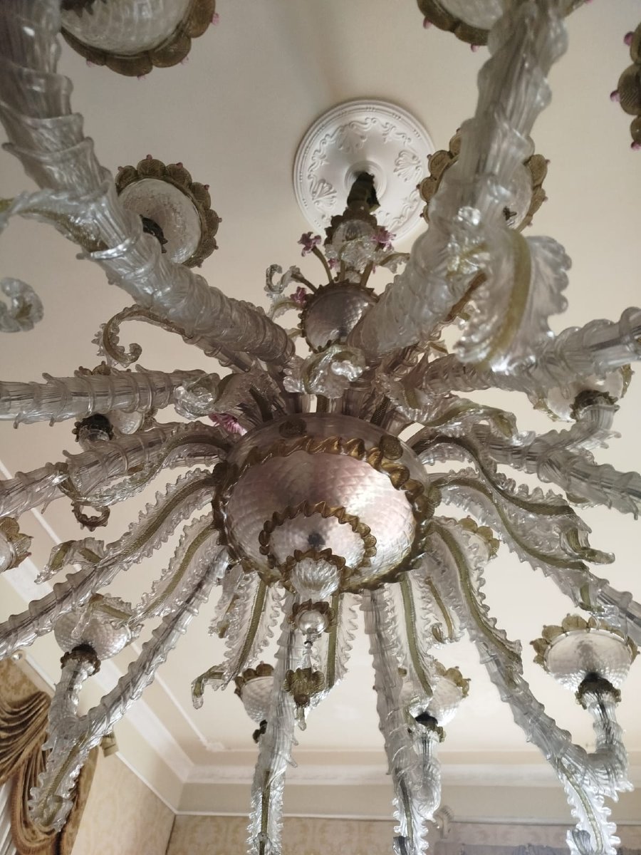 Grande lampadario in vetro di Murano a più luci, XX secolo-photo-2