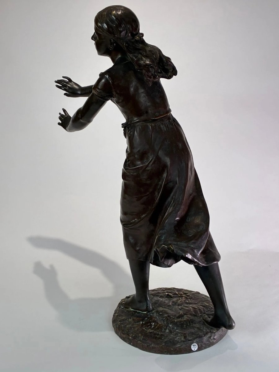 Nicolas Lecornet – “Colin-Maillard” – Scultura in bronzo, XIX secolo-photo-2