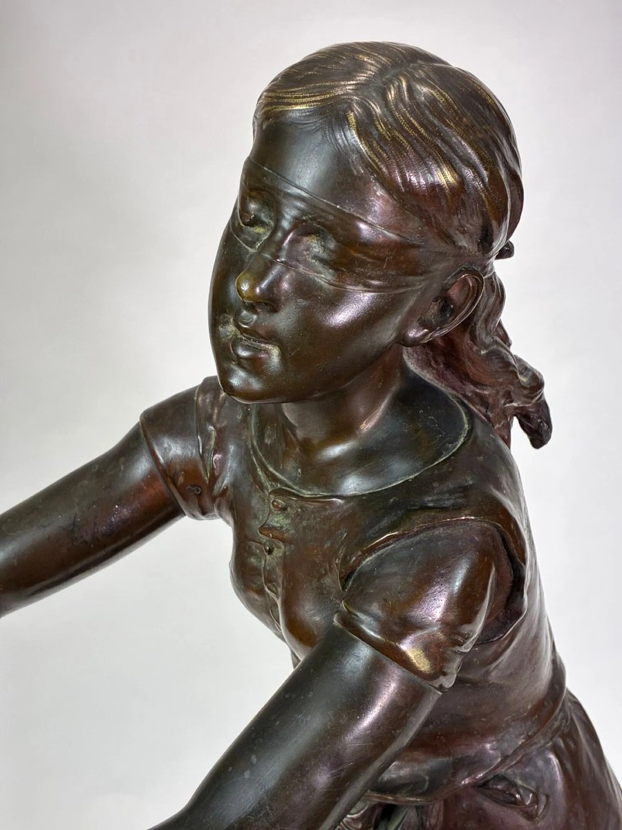 Nicolas Lecornet – “Colin-Maillard” – Scultura in bronzo, XIX secolo-photo-3