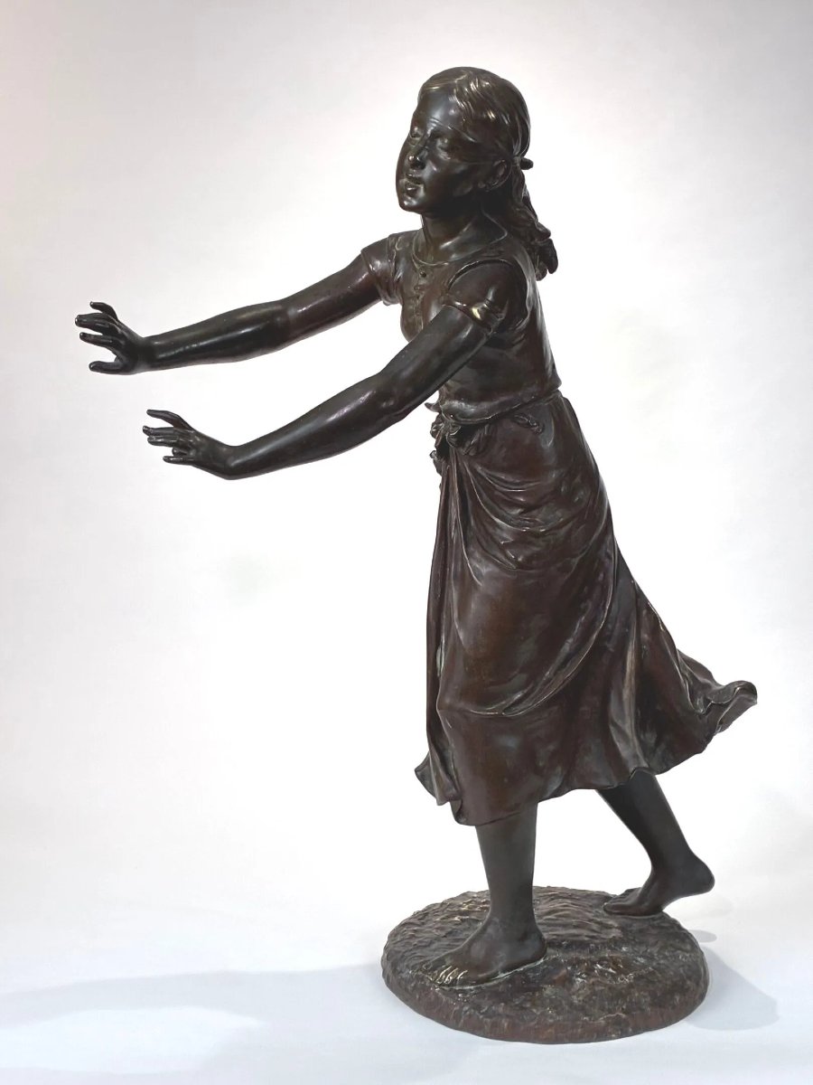 Nicolas Lecornet – “Colin-Maillard” – Scultura in bronzo, XIX secolo