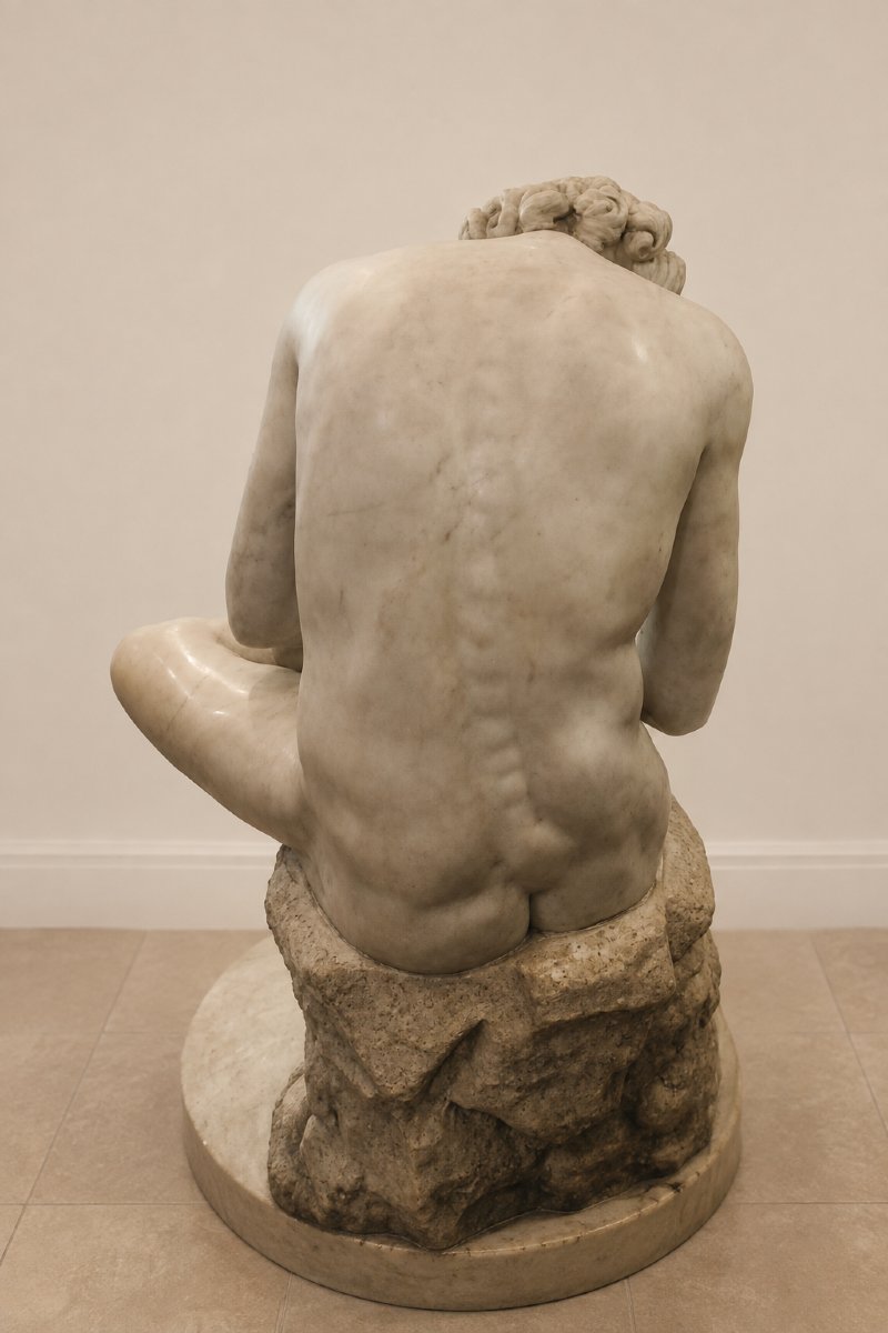 Grande scultura in marmo statuario “Lo Spinario” – Tireur d’épine-photo-3