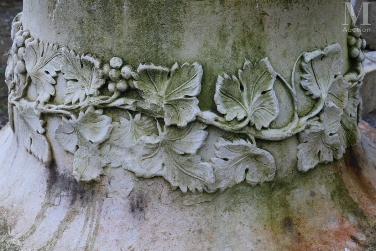 Coppia di grandi vasi monumentali in pietra scolpita – H 150 cm-photo-4