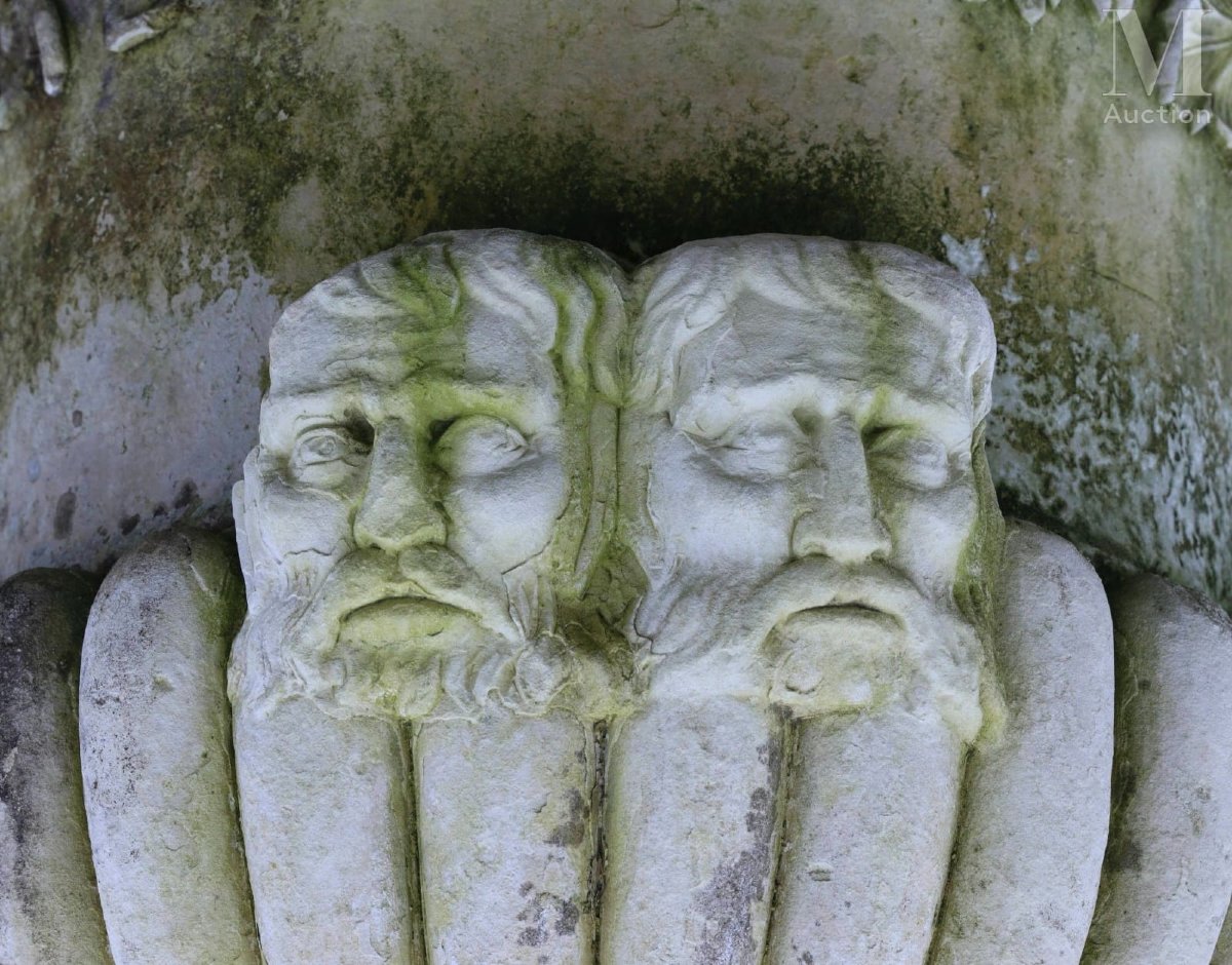 Coppia di grandi vasi monumentali in pietra scolpita – H 150 cm-photo-2