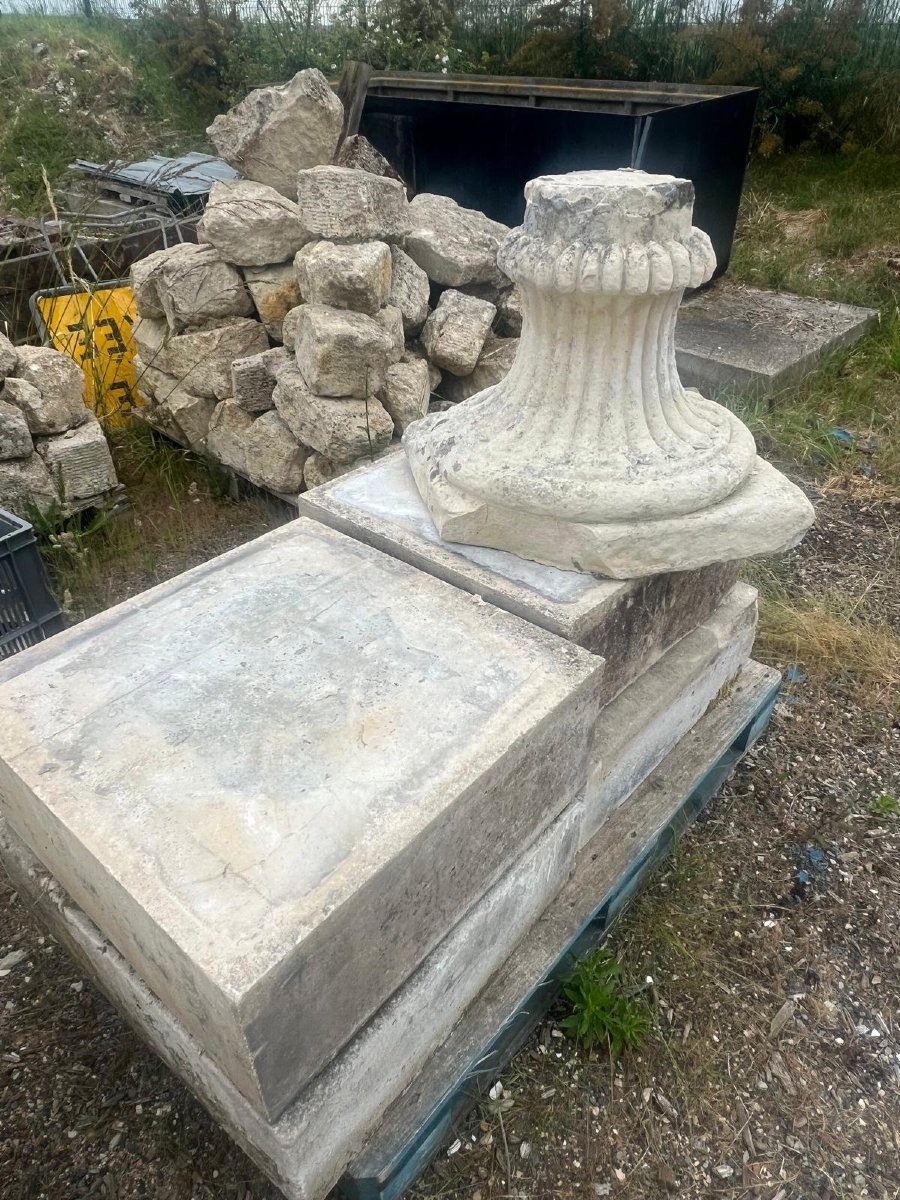 Coppia di grandi vasi monumentali in pietra scolpita – H 150 cm-photo-4