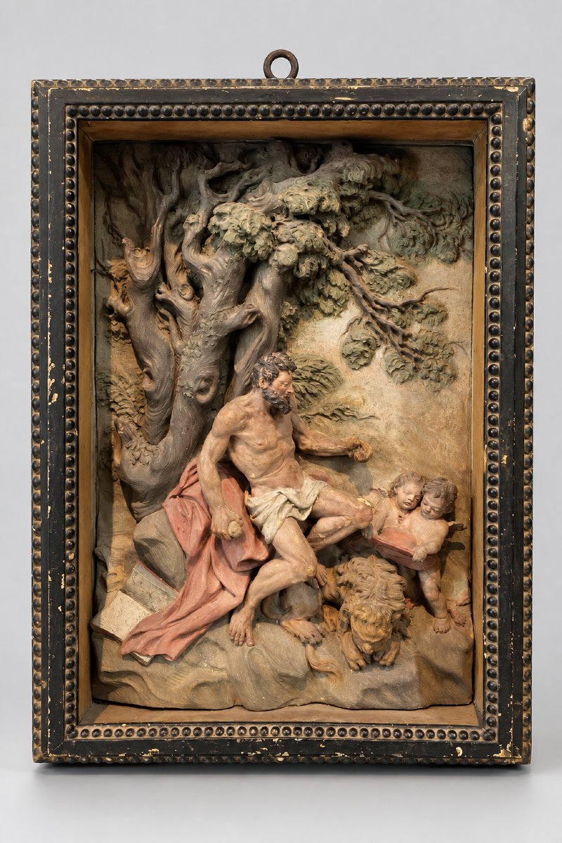 Scuola italiana del XVI secolo – Bassorilievo in terracotta policroma – Diorama