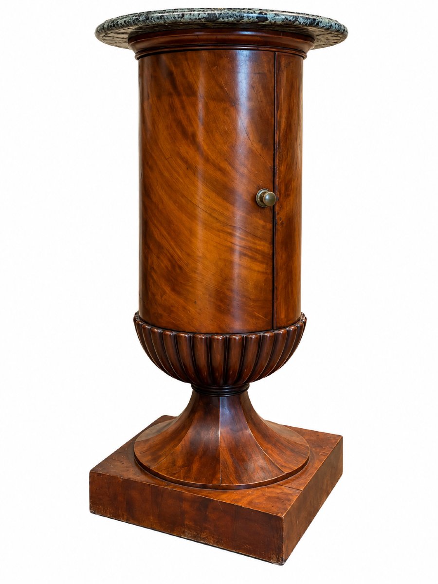 Importante colonna in mogano con cassetto e piano in marmo – circa 1830