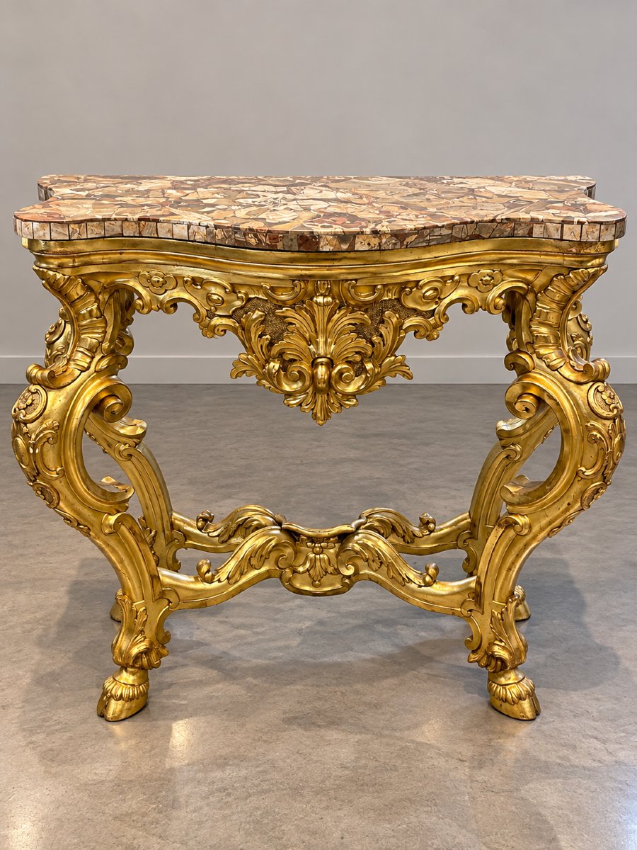 Importante console romana in legno intagliato e dorato – XVIII secolo