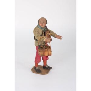 Figura del presepe napoletano "bambino", canapa, terracotta e legno. 18° secolo