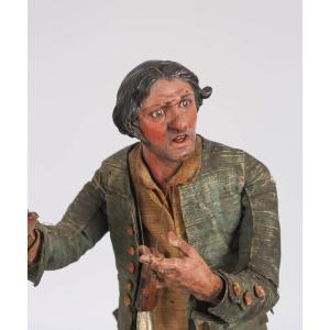 Personaggio del Presepe Napoletano "Pastore con Chitarra", Canapa, Terracotta e Legno. 18