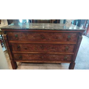 Cassettiera d'Egitto, mogano, impiallacciatura di mogano,decoro cariatidi,marmo grigio, Impero 