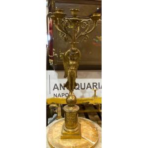 Coppia di grandi candelabri in bronzo dorato e cesellato – Epoca Napoleone III