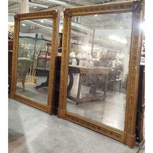 Coppia di specchiere francesi XIX secolo con specchi a mercurio – grandi dimensioni