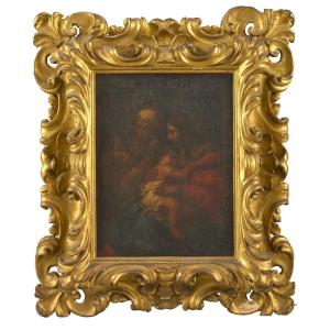 Scuola emiliana, XVII secolo – Vergine con Bambino, santa Elisabetta e san Giovanni Battista