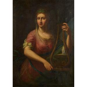 Scuola neoclassica, inizio XIX secolo – Ritratto di donna come Euterpe, musa della musica