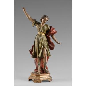 Statua di San Michele Arcangelo in legno scolpito e policromo – XVIII secolo