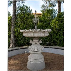 Grande fontana monumentale del XIX secolo in pietra e bronzo