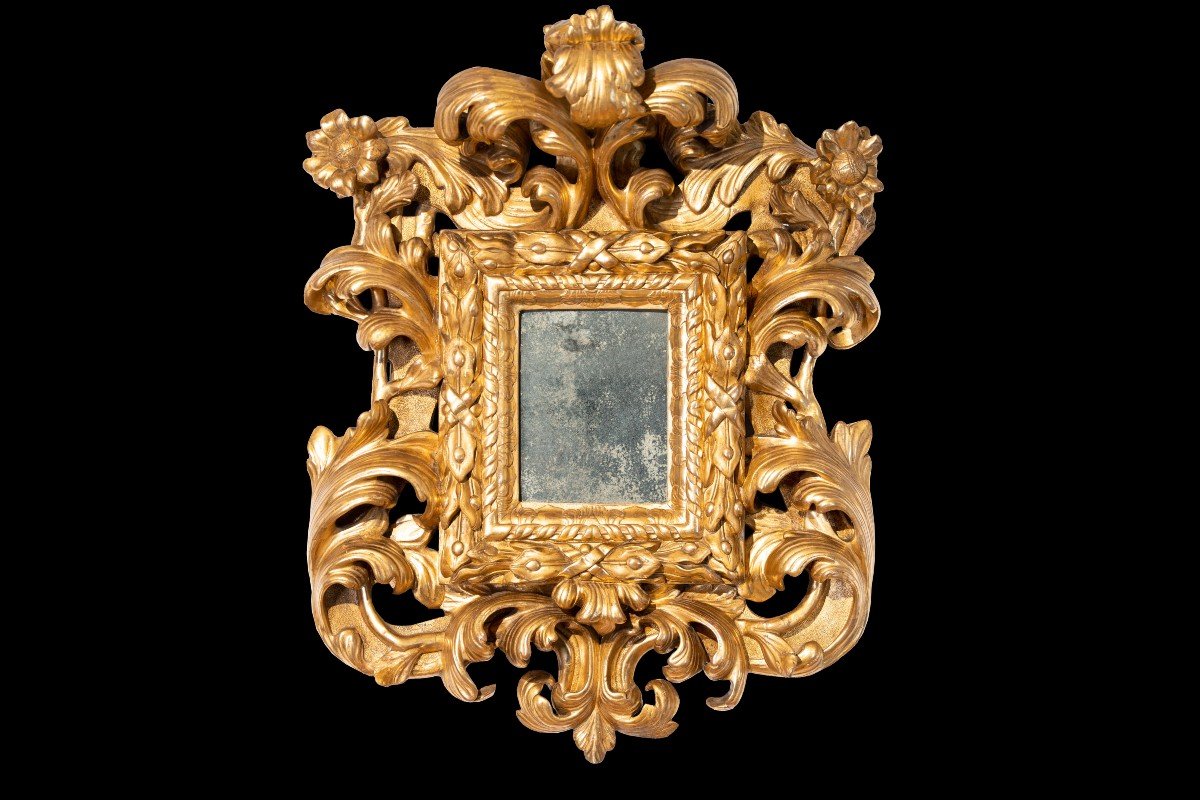 Specchiera barocca in legno dorato, Roma, Luigi XIV.