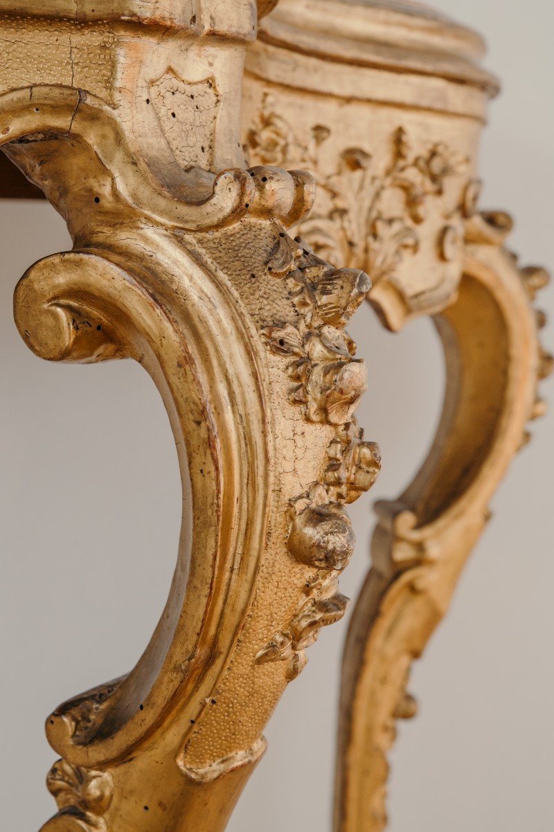 Console veneziana in legno dorato, Luigi XV-photo-6