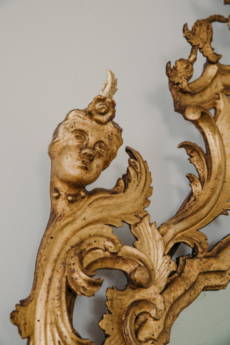 Coppia di specchiere in legno dorato, Luigi XV-photo-3