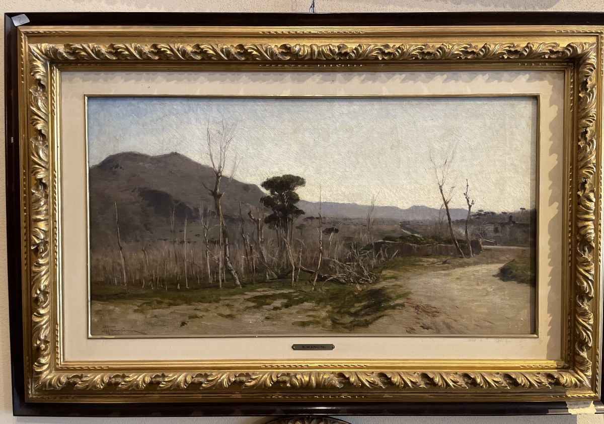 Frank Loyd Mancini ( Napoli 1830 - 1905 )   Le pendici del Vesuvio 