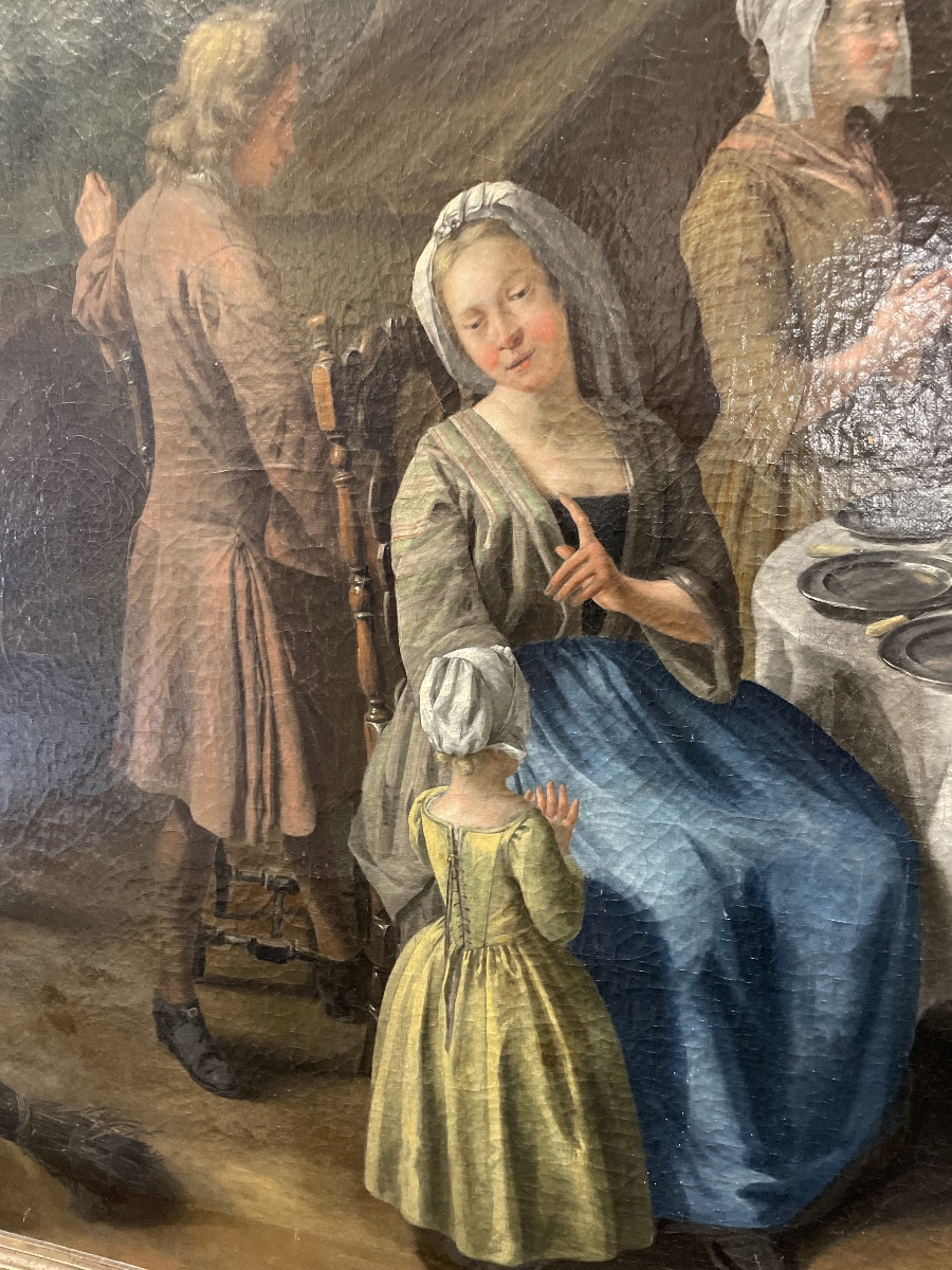 Jan Jozef Horemans il Vecchio ( Anversa 1682 - 1759 )  olio su prima tela con cornice coeva  “ -photo-2